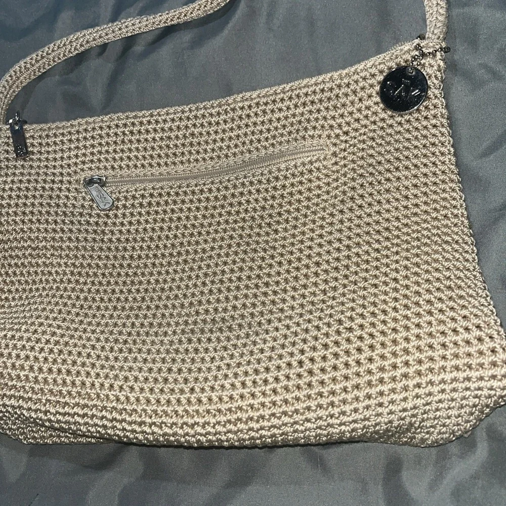 The Sak Tan‎ Shoulder Bag Boho Woven Crochet Zipper Closure Woven Strap